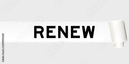 Canvas-taulu Ripped gray paper background that have word renew under torn part