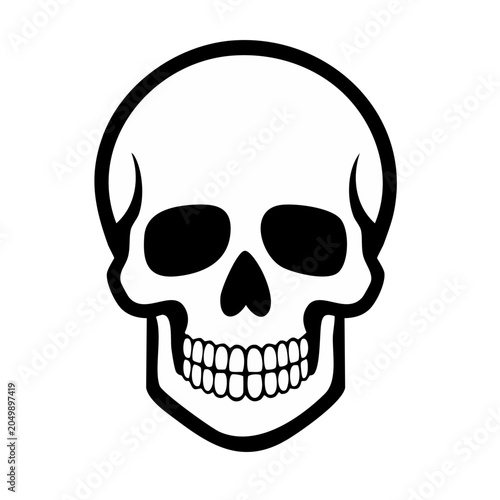 Simple black and white skull icon
