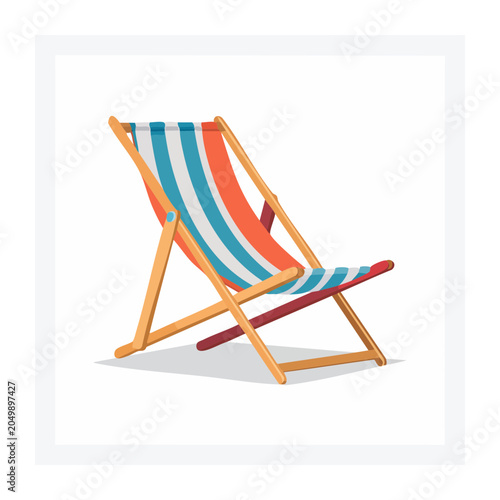 Striped deck chair on white background