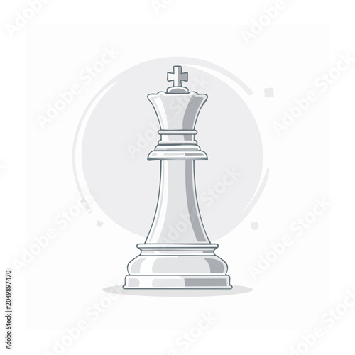 White chess king illustration with flat design style