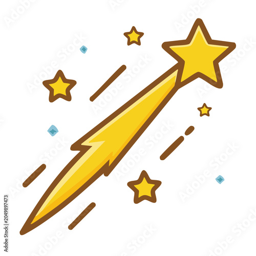 Yellow shooting star with stars and light effects