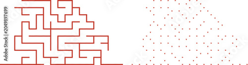 Foto Abstract Geometric Maze Minimalist RedWhite Pixel Art with Symmetry Flow