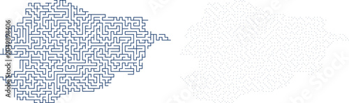 Fotografija Abstract Geometric Coastline Map with Jagged Intricate Landmass Boundaries