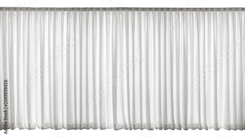 Fotografía Sheer white fabric curtains with vertical pleats, isolated on transparent backgr