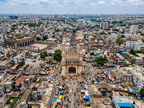 aerial view of charminar hyderabad india