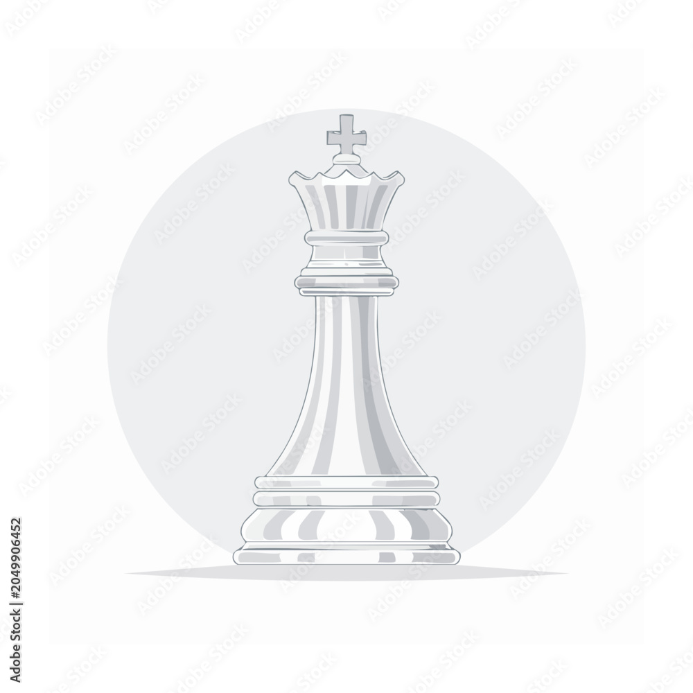 Fototapeta premium White chess king illustration on gray circle background