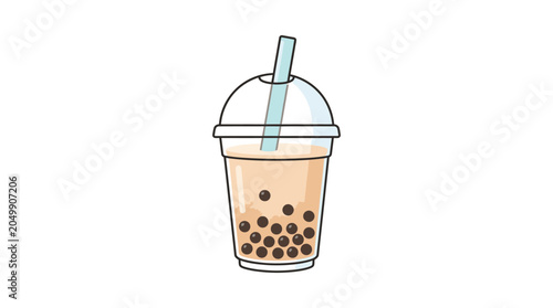 Obraz na plátne Brown bubble tea with boba.