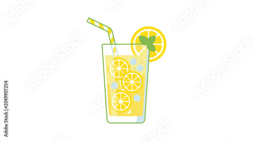 Fotografia Fresh Lemonade with Ice Cubes.