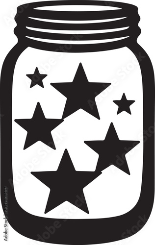 Mason jar with stars illustration