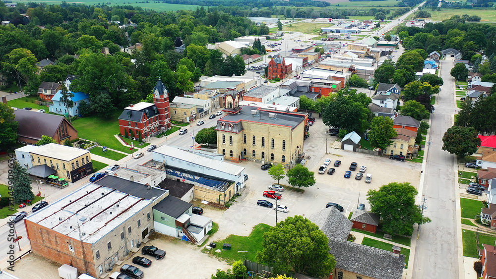 Fototapeta premium Aerial of downtown Wingham, Ontario, Canada