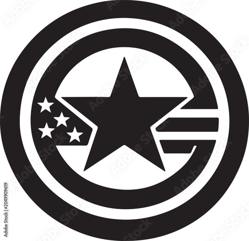Black star badge with small stars and stripes