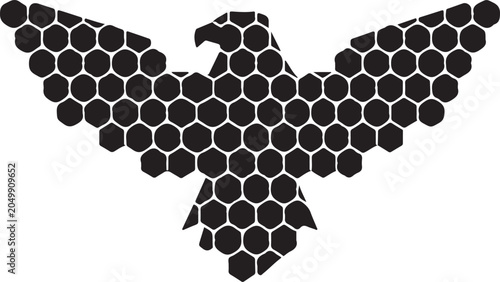 Black eagle head made of hexagons