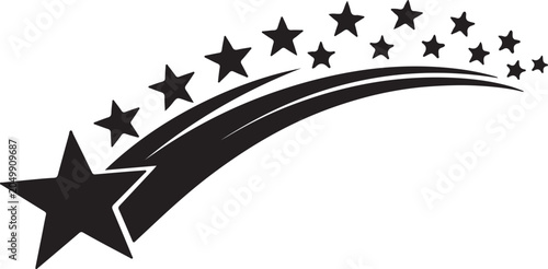 Black stars and curve design with trail effect