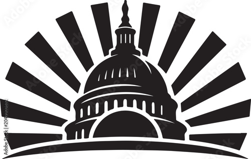 Us capitol dome with sun rays illustration