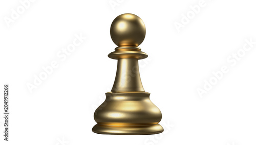 Foto Golden chess pawn piece, isolated on transparent background