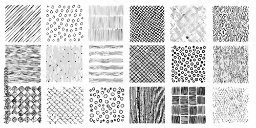 Assorted Hand Drawn Textures And Patterns Black And White
