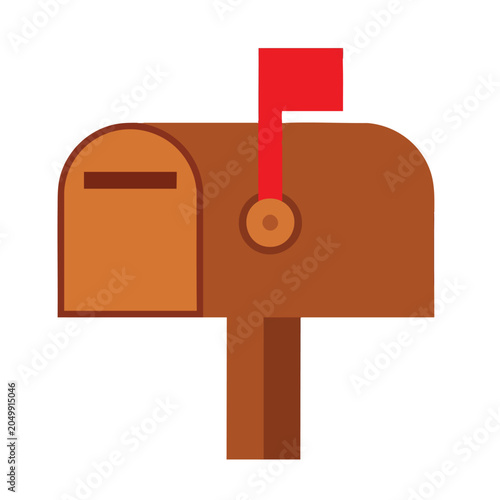 Icon of a traditional brown rural mailbox with a raised red signal flag.