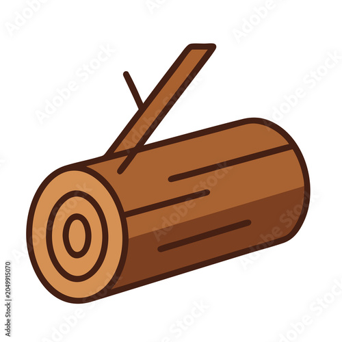 A simple flat vector illustration of a brown wooden log.