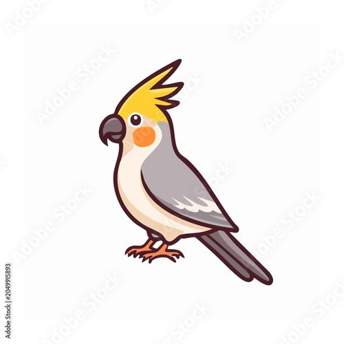 Cute cartoon cockatiel bird illustration