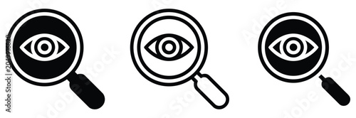 Photos Magnifying Glass Eye Icons for Search Concept and Vision Theme Design Elements