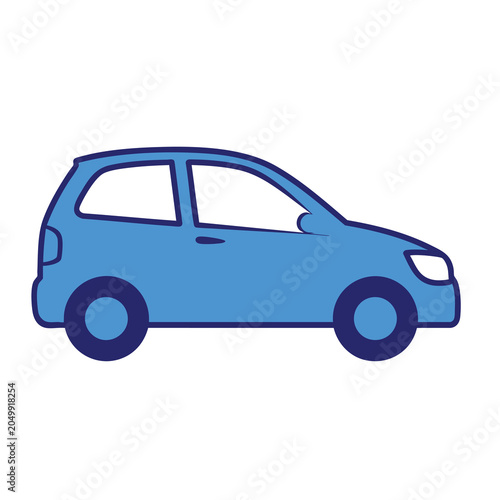 A blue hatchback car illustration on a white background.