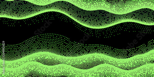 Fotografija Halftone wave pattern with black and neon green coloration