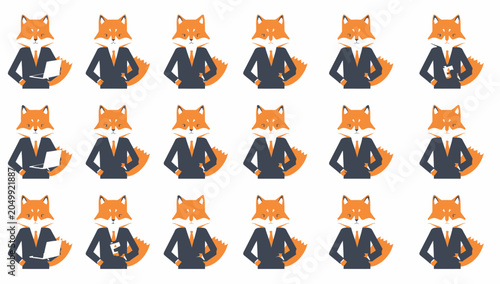 Obraz na płótnie Fox wearing business suit sitting down.