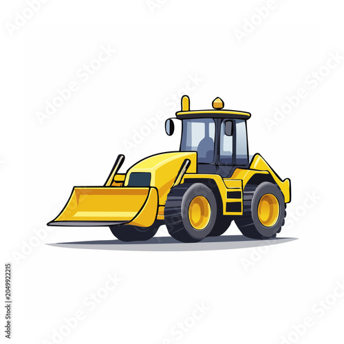 Yellow front loader construction vehicle illustration