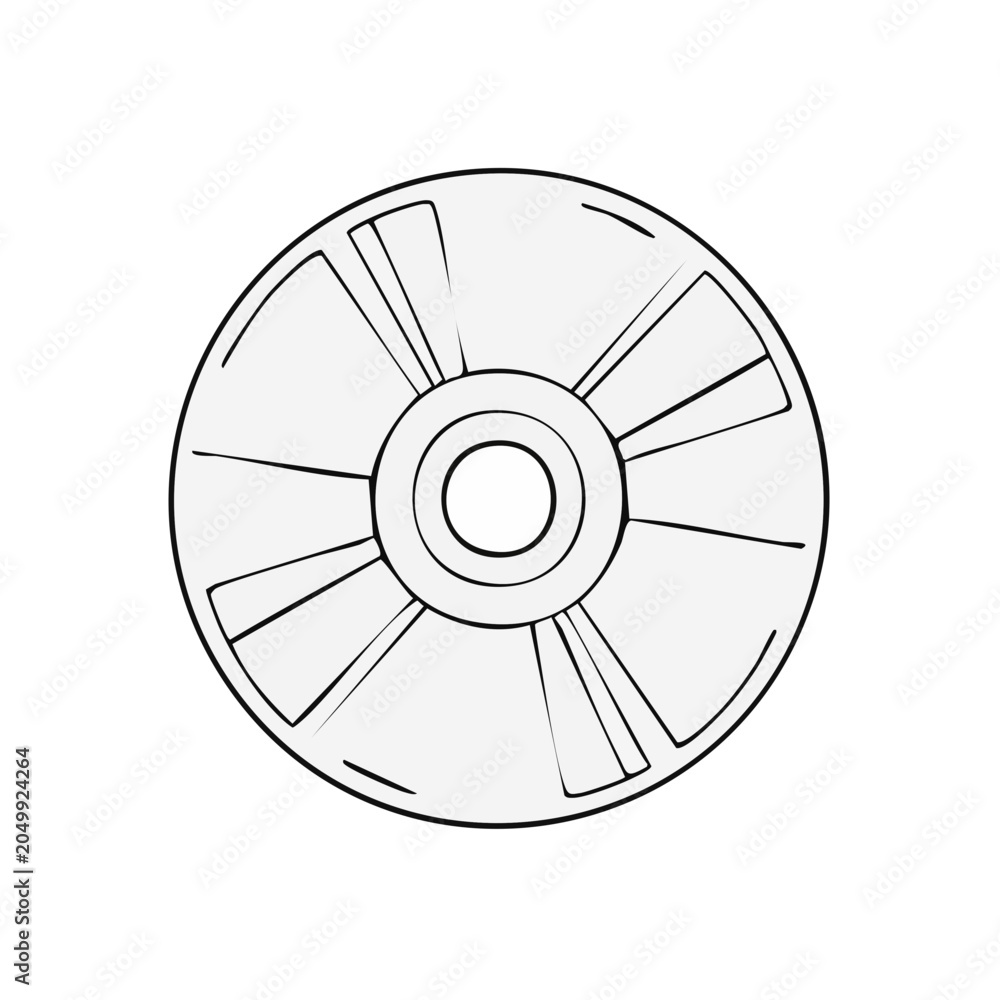 Obraz premium Simple illustration of a blank compact disc with radiating lines and a central hole