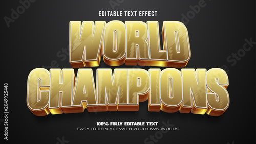world champions editable text effect 3d premium vector