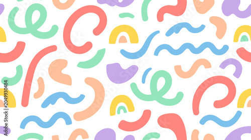 Colorful abstract shapes pattern with pastel hues
