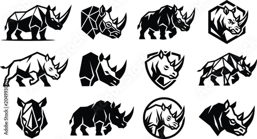 Rhino Mascot Logo Collection Vector Set