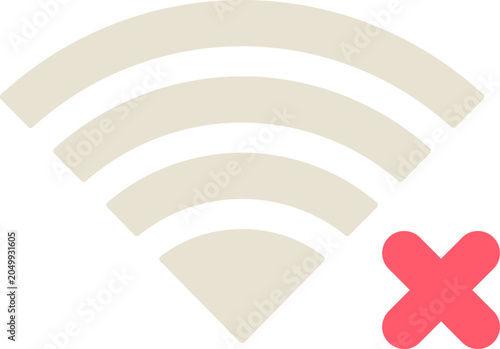 Tableau sur toile Wi Fi signal loss symbol with a red cross indicating a disconnection