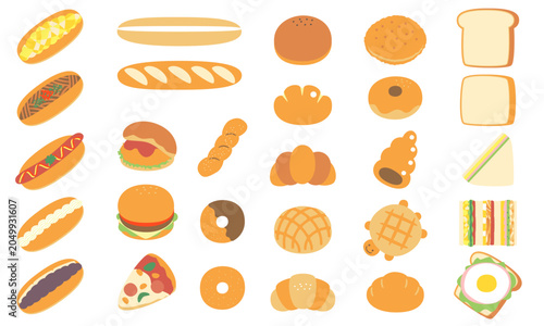 いろいろなパンのイラストセット
