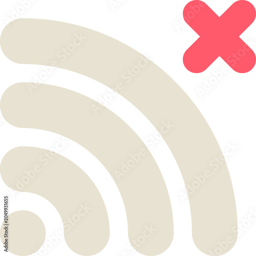 Photography Wireless signal icon with a red cross indicating disconnection or no network