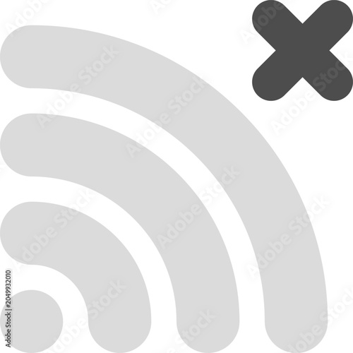 Photos Wi Fi signal symbol with an X representing no wireless internet connection