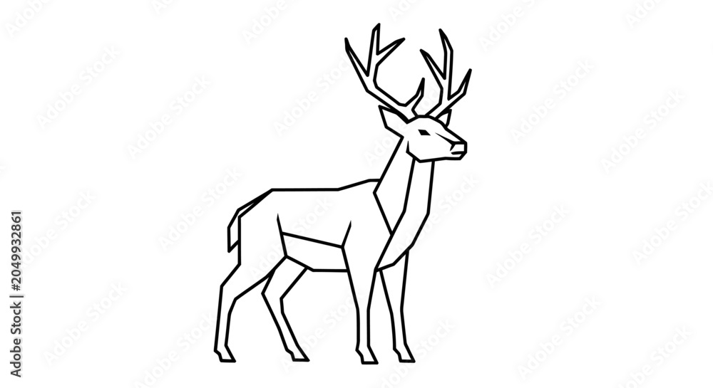 Obraz premium Minimalist geometric deer line art illustration.