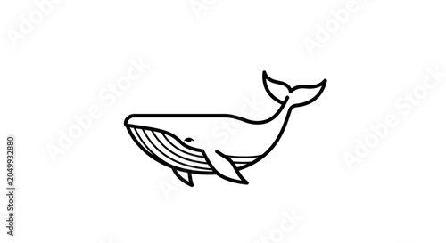 Minimalist Whale Line Art Icon