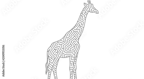 Vászonkép Giraffe with maze pattern