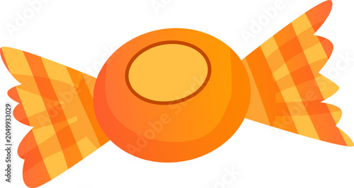 Fotografija Orange wrapped candy illustrating sweet flavor and sugary indulgence on white
