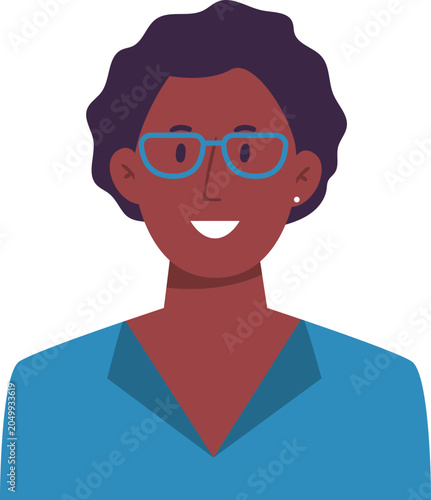 Smiling young Black woman wearing glasses, representing a diverse professional character