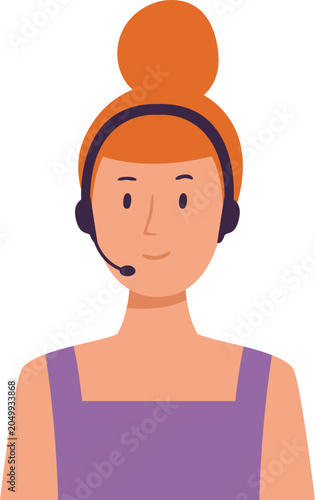 Woman with headset portraying customer service representative concept on white background