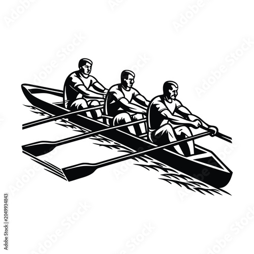 Rowing team, athletic vector, sports illustration, rowing boat