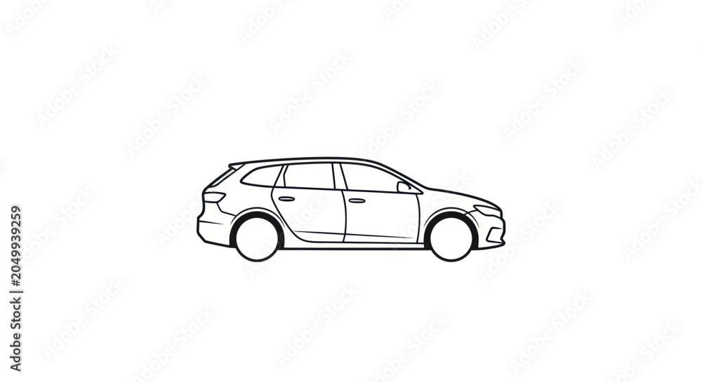 Fototapeta premium Station Wagon Car Outline Vector Illustration