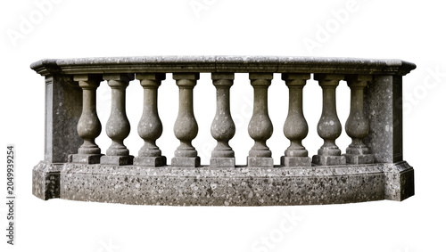 Foto Curved stone balustrade with ornate balusters, isolated on transparent backgroun