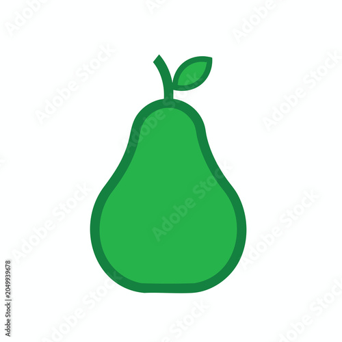 Simple Green Pear Icon Illustration.