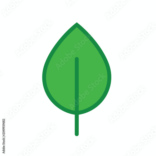 Minimalist green leaf icon for eco friendly branding.
