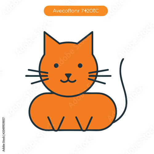 Minimalist flat design icon of an orange cat.