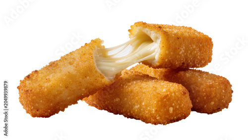 Cuadro en lienzo Golden crispy cheese sticks with melted mozzarella cheese, isolated on transpare