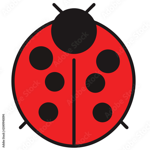 Minimalist vector illustration of a cute red ladybug icon.